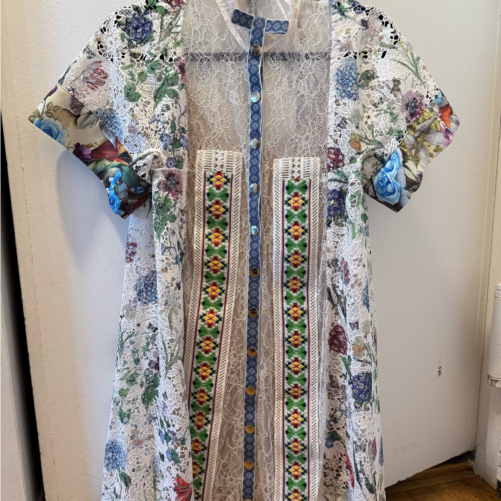 In Earnest by Byron Lars Printed Lace Mini Dress